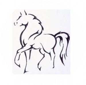 The Pony Saddle Company Logo Original Drawing Copyright Gini Woodward 2010